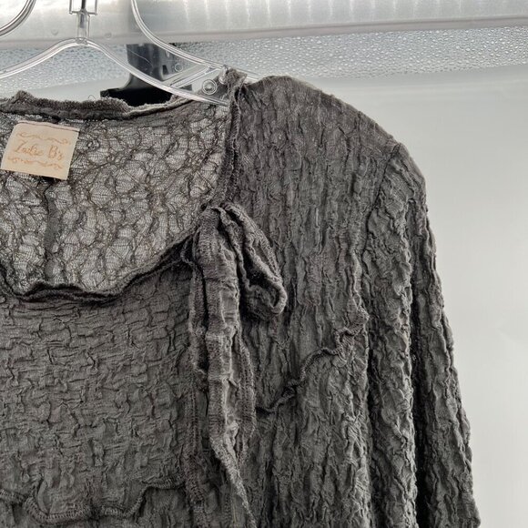 Ladie B'z Long Tie Sleeve Gray Lace Shift Dress Women's Size Large Bow - Picture 4 of 8